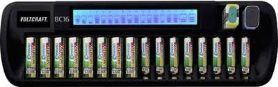 VOLTCRAFT BC16 NiMH, LiIon Mignon (AA), Micro (AAA), 9 V blok rundcelleoplader (2127444)