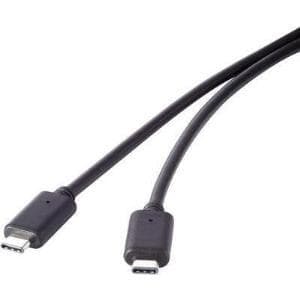 Renkforce USB 3.1 Gen 2 -liitäntäkaapeli [1x USB-C™-pistoke - 1x USB-C™-pistoke] 1 m musta kullatut pistokekontaktit Renkforce (1460357)