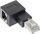 InLine - Verkkosovitin - RJ-45 (W) Suoraan RJ-45:een (M) Vasen kulmassa - Suojattu - CAT 6a - Kulma - Musta (69991D)