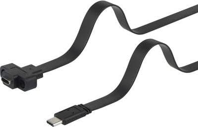 Renkforce USB 3.1 (Gen 2) jatkokaapeli [1x USB-C™ uros - 1x USB-C™ naaras] 0,50 m musta ruuvattava, erittäin joustava (RF-3415026)