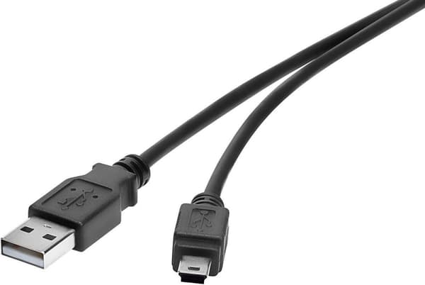 Renkforce USB-kaapeli USB 2.0 USB-A-liitin, USB-mini-B-liitin 30,00 cm Musta Kullatut pistokekontaktit