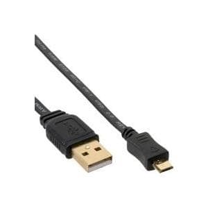 InLine Micro-USB2.0 fladkabel - USB-kabel - USB type A, 4-benet (M) -Micro USB type B, 5-benet (M) - 0,5m - sort (31705F)
