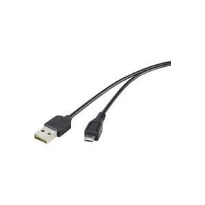 Renkforce Duplex - USB-kabel - USB (M) vendbar til mikro-USB type B (M) - USB 2.0 - 5 V - 0.5 A - 1.8 m - sort