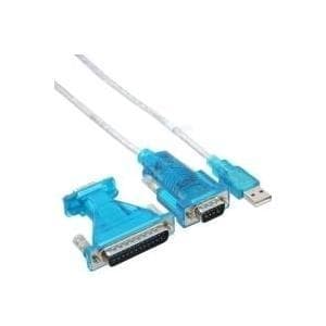 InLine adapterkabel USB - USB-A (M) - DB-9 (M) - 1,8m - med adapter DB-9 (F) - DB-25 (M) (33396)