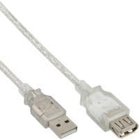InLine - USB-förlängningskabel - USB typ A, 4-stift (M) - USB typ A, 4-stift (W) - 3,0 m (USB / USB2.0) - transparent (34603)