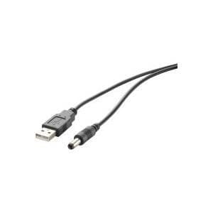 Renkforce - strømkabel - USB (M) til DC stik 5,5 x 2,1 mm (M) - 5 V - 0,5 A - 1 m - støbt - sort