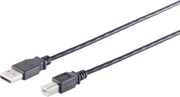 S/CONN maksimal tilslutning USB High Speed 2.0-kabel, A/B-stik, USB 2.0, sort, 5,0 m (13-23055)