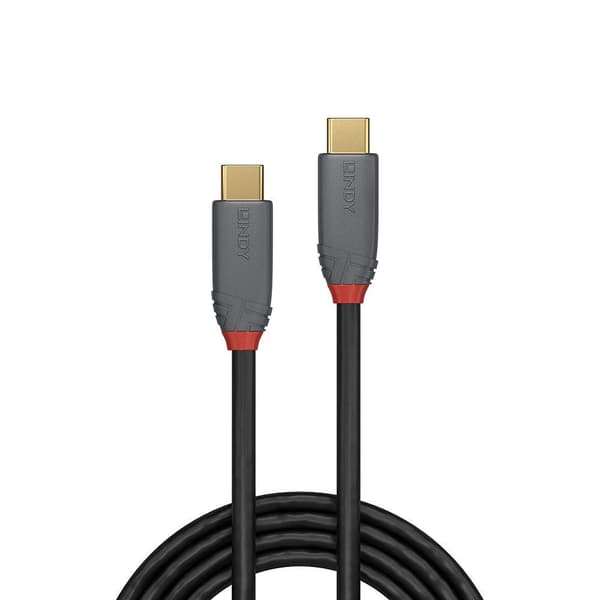 LINDY 36900 0,5 m USB 3.1 Type C-kabel, 5A PD, Anthra Line