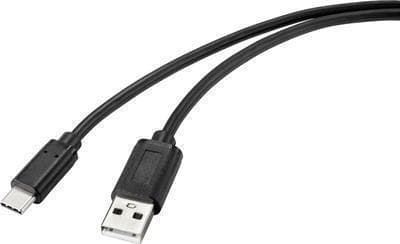 Renkforce USB-kaapeli USB 2.0 USB-C™ uros, USB-A uros 1,00 m musta antimikrobisella pinnalla (RF-4699378)