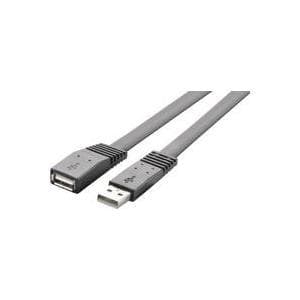 Renkforce mycket flexibel - USB-förlängningskabel - USB (M) till USB (W) - USB 2.0 - 5 V - 0.5 A - 2 m - platt - svart