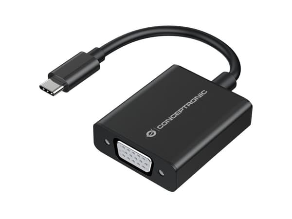 Conceptronic ABBY - Videosovitin - USB-C (M) - HD-15 (VGA) (W) kierteellä musta