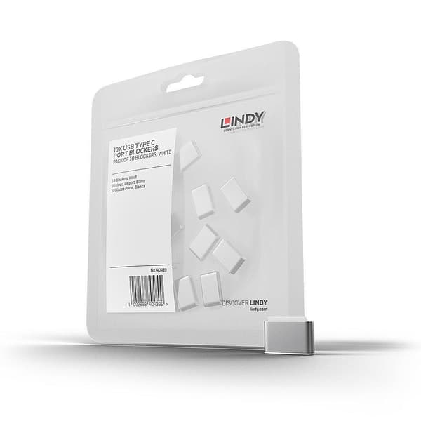 Lindy - Lås til USB-C-port - hvid (pakke med 10) (40439)