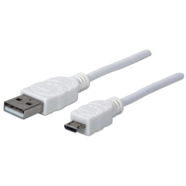Manhattan Hi-Speed - USB-kabel - USB type A, 4-benet (M) - 5-benet mikro-USB type B (M) - 1,8 m (USB/USB2.0) - støbt - hvid (324069)