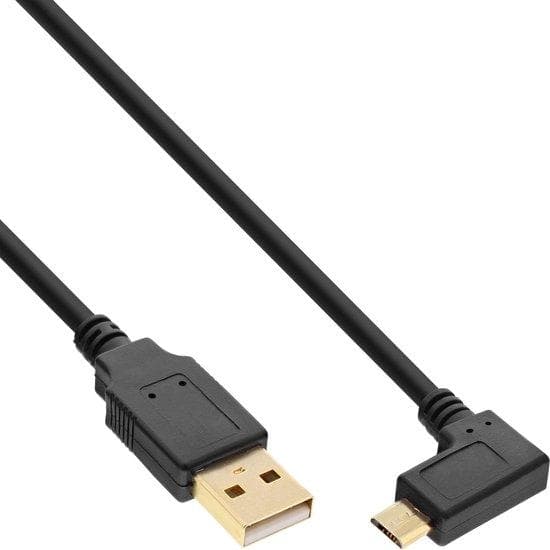 InLine - USB-kaapeli - USB (M) suoraan Micro-USB Type B (M) kulmaan - USB2.0 - 1,5 m - musta (31715T)