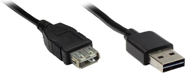 Alcasa USB A - USB A 1,8 m M/F USB-kabel 1,8 m USB 2.0 Svart