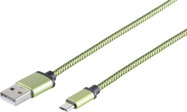 USB-opladningskabel USB A-ST til USB Micro B-ST nylon aqua 0,9 m (14-50115)