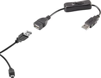 Renkforce USB-kabel USB 2.0 USB-A-kontakt, USB-Mini-B-kontakt 40,00 cm svart inkl. på/av-knapp, guldpläterade kontaktkontakter (RF-3346620)