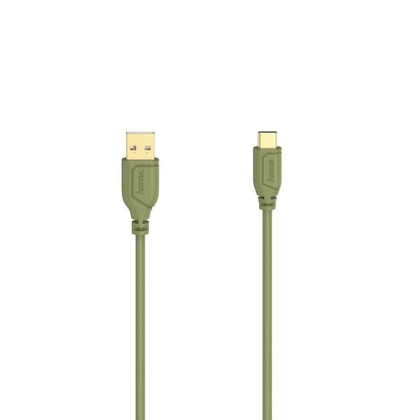 Hama USB-C-kabel Flexi-Slim, USB 2.0, 480 Mbit/s, skildpaddegrøn, 0,75 m (00200637)