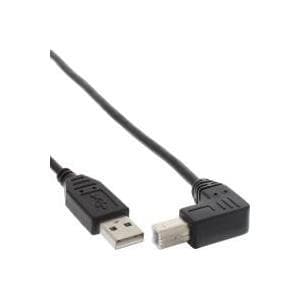 InLine - USB-kabel - USB Type A 4 ben (M) - USB Type B 4 pin (M) - 1,0 m - 90 graders stik - Sort (34510U)