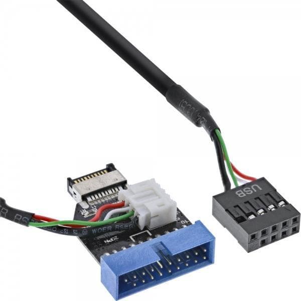 InLine - Intern USB-adapter - 19-stifts USB3.0-huvud (M) till 9-stifts USB-huvud (W) (33446A)