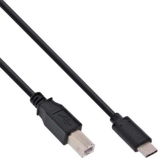 InLine - USB-kabel - USB Typ B (M) till USB-C (M) - USB2.0 - 0.5 A - 2.0m - Svart (35762)