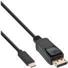 InLine - USB/DisplayPort-kabel - USB-C (M) til DisplayPort (M) - USB 3.1 / Thunderbolt 3 / DisplayPort 1.2 - 1.0m - 4K-understøttelse - Sort (64121)