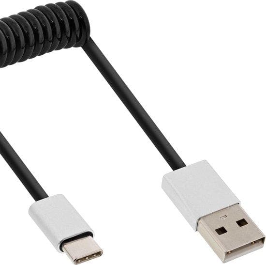 InLine - USB-kabel - USB (M) till USB-C med strömförsörjning (M) - USB2.0 - 50 cm - Svart (35876)