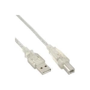 InLine® USB 2.0-kabel, A til B, gennemsigtig 1m (34510T)