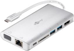 Goobay 49850 Notebook Docking Station & Port Replikator Kabelført USB 3.2 Gen 1 (3.1 Gen 1) Type-C Sølv - Hvid (49850)