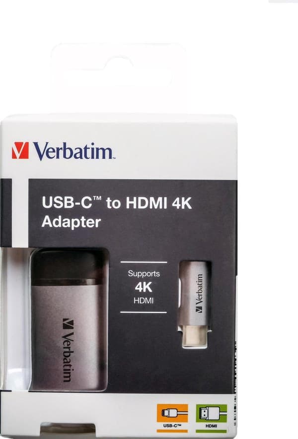 Verbatim 49143 videokabel adapter 0,01 m USB C HDMI Sort, Sølv