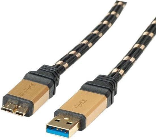 ROLINE Gold USB 3.0-kabel, USB A - Micro B ST/ST 0,8m (11.02.8878)