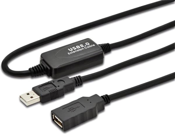 USB forlængerkabel [1x USB-A 2.0 stik - 1x USB 2.0 stik A] 10,00 m Sort Digitus