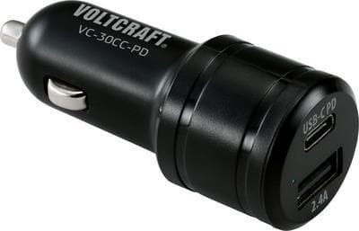 VOLTCRAFT VC-30CC-PD Strømforsyning og spændingsomformer bil 30 W sort (VC-30CC-PD) Sort