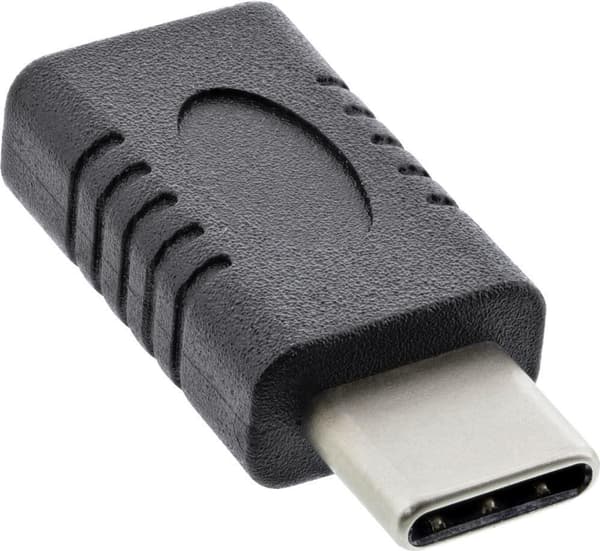INLINE - USB-sovitin - USB-C (M) - USB-C (W) - USB 3.2 Gen 2 - 3 A - tukee virransyöttöä - musta Sort