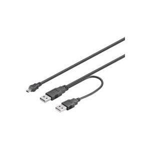 Wentronic 0,6 m 2 x USB A/mini USB B - Mini-USB B - 2 x USB - Hane/Hane - Rak - Rak - Svart (93587-GB)