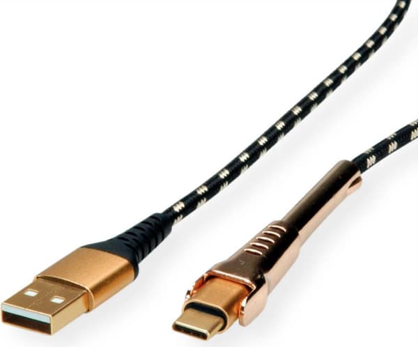 ROLINE GOLD USB 2.0 synk- och laddningskabel, typ A - C, ST/ST, med smartphone-stödfunktion, 1 m