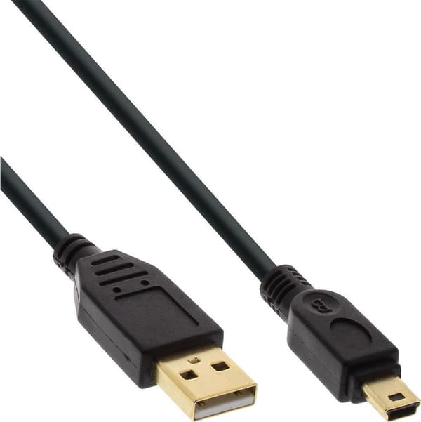 InLine - USB-kaapeli - USB (M) - Mini-USB, tyyppi B (M) - USB2.0 - 30 cm - musta (31803P)