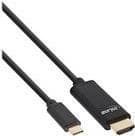 InLine - Video-/lydkabel - HDMI / USB - USB-C (M) til HDMI (M) - 3,0 m - Sort - 4K-understøttelse (64113)