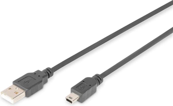 Digitus A/mini-B, 3m USB kabel USB 2.0 USB A Mini USB B Sort