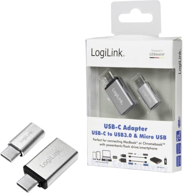 LogiLink USB-C Adapter Set, 2-punkts, silver