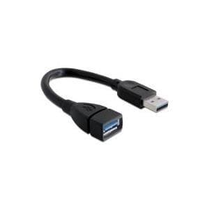 DeLOCK - USB-förlängningskabel - 9-stifts USB typ A (M) - 9-stifts USB typ A (W) - 15 cm (USB3.0) - svart (82776)