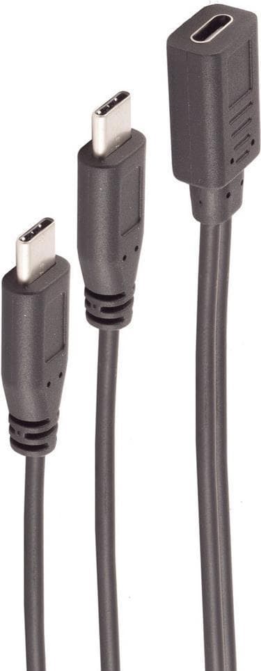 shiverpeaks ®-BASIC-S--adapter, USB C-uttag till 2x USB C-kontakt, Y-kabel, 2.0, svart, 0,3 m (BS13-20020)