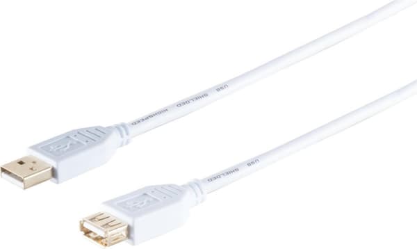 S/CONN maksimaalinen liitettävyys USB High Speed 2.0 -laajennus, A-pistoke A-liitäntään, kullatut liittimet, USB 2.0, valkoinen, 1,8 m (77122-W)
