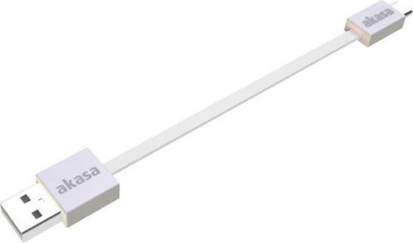 Akasa USB-kabel USB 2.0 USB-A-kontakt, USB-micro-B-kontakt 15,00 cm Vit Mycket flexibla, guldpläterade kontaktkontakter, UL-certifierade