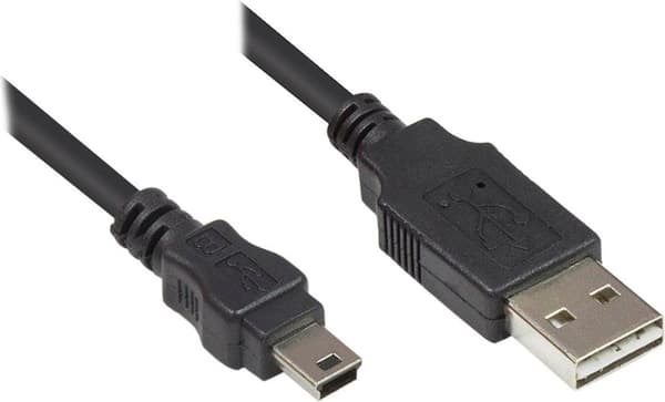 Alcasa 3310-EU005 0,5m USB A Mini USB B Svart USB-kabel