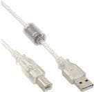 INLINE - USB-kabel - USB (M) till USB Typ B (M) - USB 2.0 - 7 m - transparent