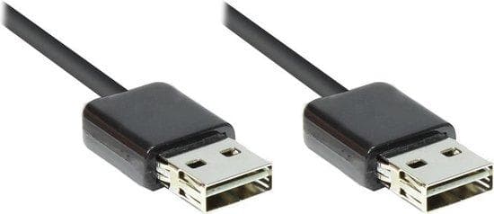 Anslutningskabel USB 2.0 High-Speed EASY A-kontakt till A-kontakt, svart, 2m, Good Connections® (2212-EU020)