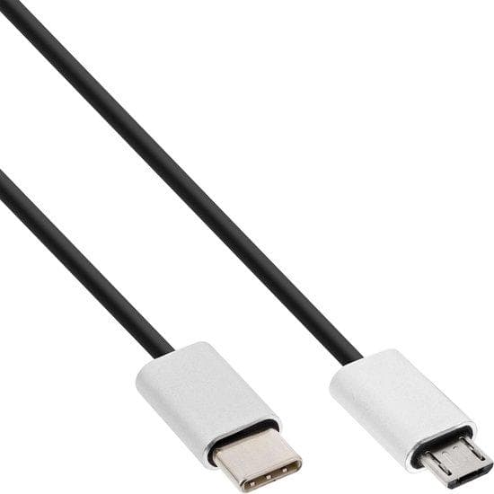 InLine - USB-kabel - USB-C (M) till Micro-USB Typ B (M) - USB2.0 - 1,5 cm - Svart (35844)