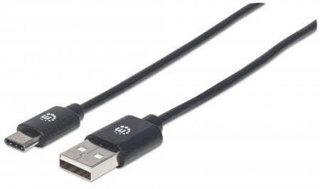 Manhattan - USB-kabel - USB-C (M) till USB (M) - USB 2.0 - 3 A - 50 cm - gjuten - Svart (354912)