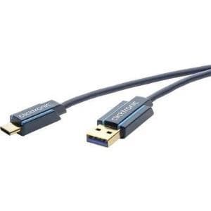 clicktronic USB 2.0-anslutningskabel [1x USB 3.0-kontakt A - 1x USB-C™-kontakt] 0,5 m blå clicktronic (45123)